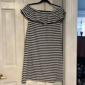 Kate Spade black stripe Off the Shoulder Dress